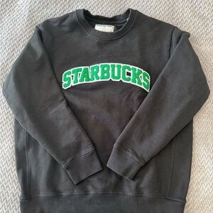 Starbucks Black Crewneck with Green Lettering